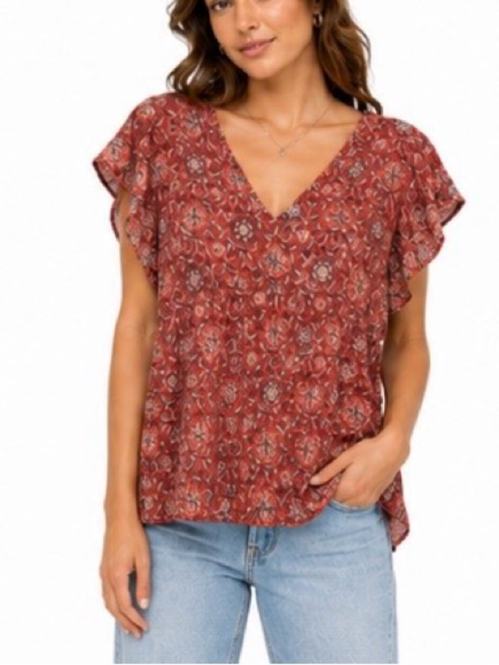 Mason & Belle women’s 100% rayon‎ boho peasant blouse size large
